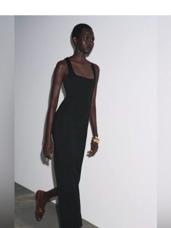 Classic Black Square-Neck Maxi Dress - Picture 2 of 2